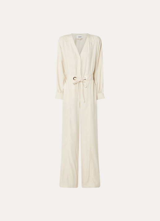 ba&sh Pere loose fit jumpsuit met ceintuur - voorkant 3 beige