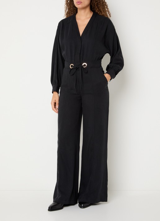 ba&sh Pere loose fit jumpsuit met ceintuur - detail 4 antraciet