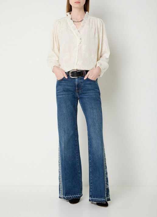 ba&sh Petty semi-transparante blouse met borduring - voorkant 2 gebroken wit