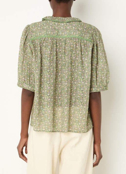 ba&sh Physalys blouse met bloemenprint - achterkant 3 groen