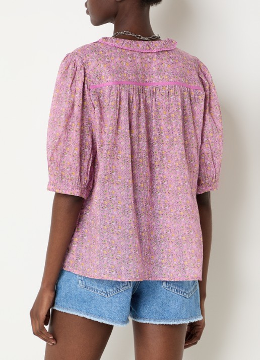 ba&sh Physalys blouse met bloemenprint - achterkant 2 roze