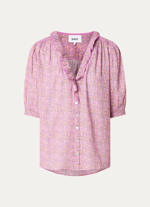 ba&sh Physalys blouse met bloemenprint - voorkant 3 roze