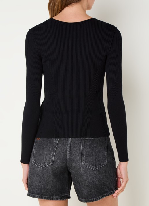 ba&sh Pietra ribgebreide trui met cut-out detail - achterkant 4 zwart