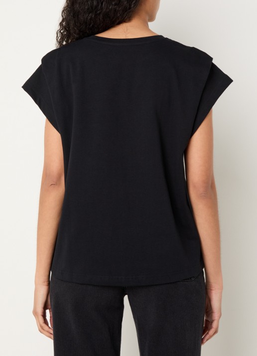 ba&sh Pio T-shirt met ronde hals - achterkant 3 zwart