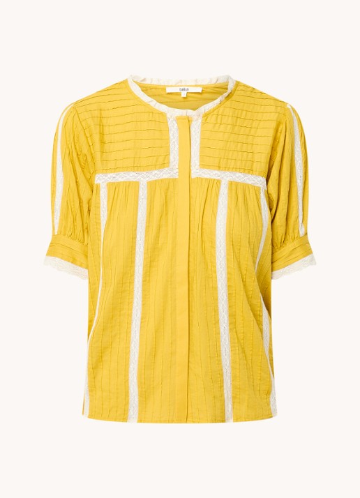 ba&sh Poeme blouse met details van kant - voorkant mosterd