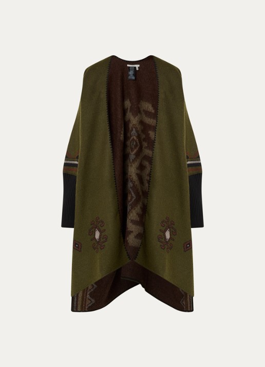 ba&sh Pongo poncho in wolblend met ingebreid patroon