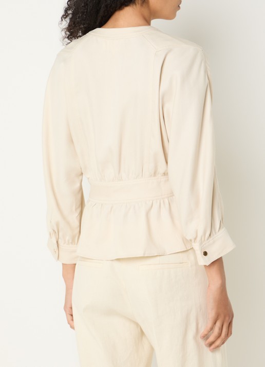 ba&sh Precilia blouse met strikceintuur - achterkant creme