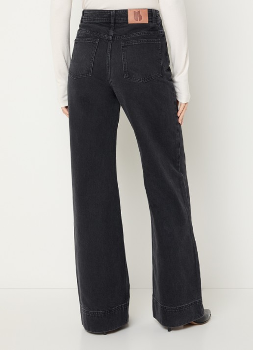 ba&sh Ranja high waist flared jeans met gekleurde wassing - achterkant zwart