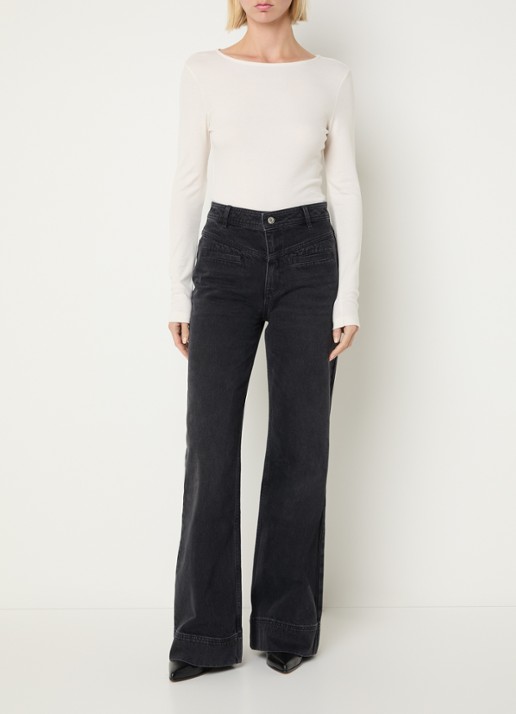 ba&sh Ranja high waist flared jeans met gekleurde wassing - voorkant 3 zwart