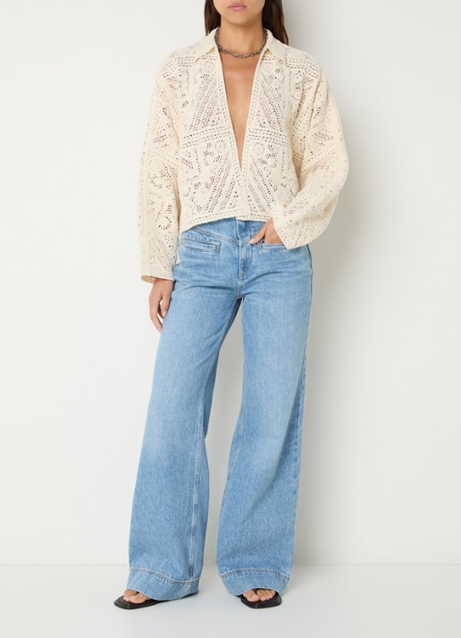 ba&sh Ranja high waist flared jeans met lichte wassing - voorkant 2 indigo