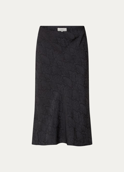 ba&sh Rista midi rok met slangenprint - voorkant zwart