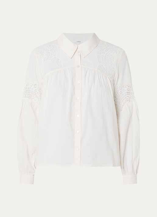 ba&sh Roseanne blouse met broderie - voorkant gebroken wit