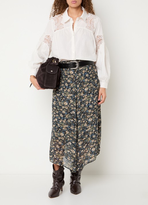 ba&sh Roseanne blouse met broderie - voorkant 2 gebroken wit