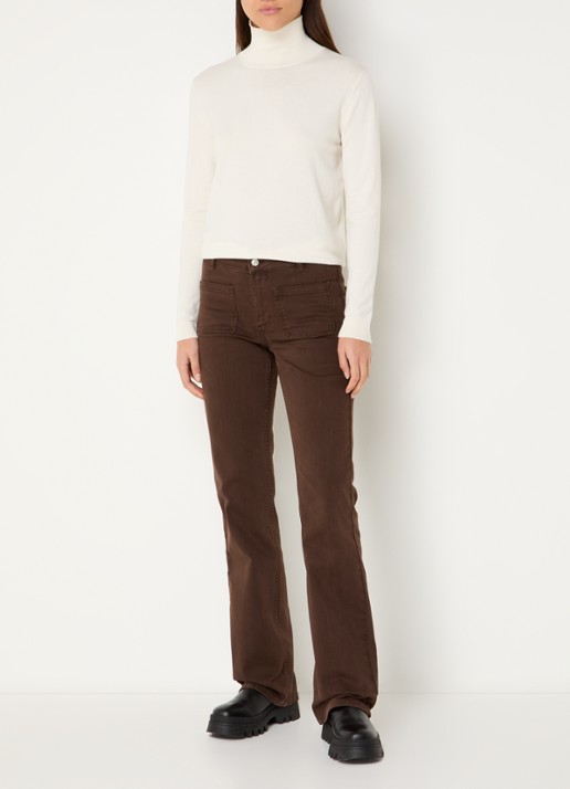ba&sh Ross mid waist flared jeans met gekleurde wassing - voorkant 3 donkerbruin