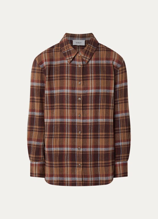 ba&sh Roxea blouse met ruitdessin - voorkant 3 roodbruin