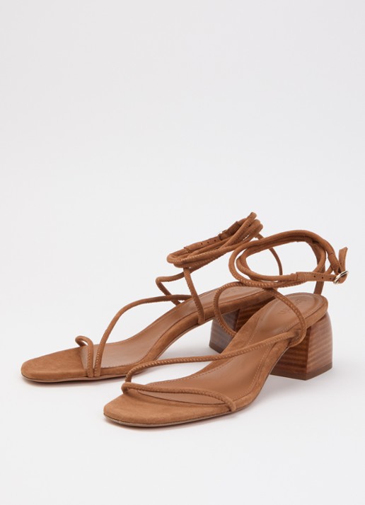 ba&sh Sandalette van suède - detail 4 bruin