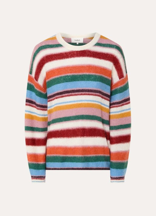 ba&sh Serena grofgebreide trui in alpaca wolblend met streepprint - voorkant 3 multicolor