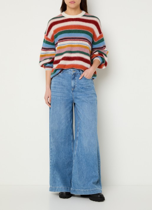 ba&sh Serena grofgebreide trui in alpaca wolblend met streepprint - voorkant 4 multicolor