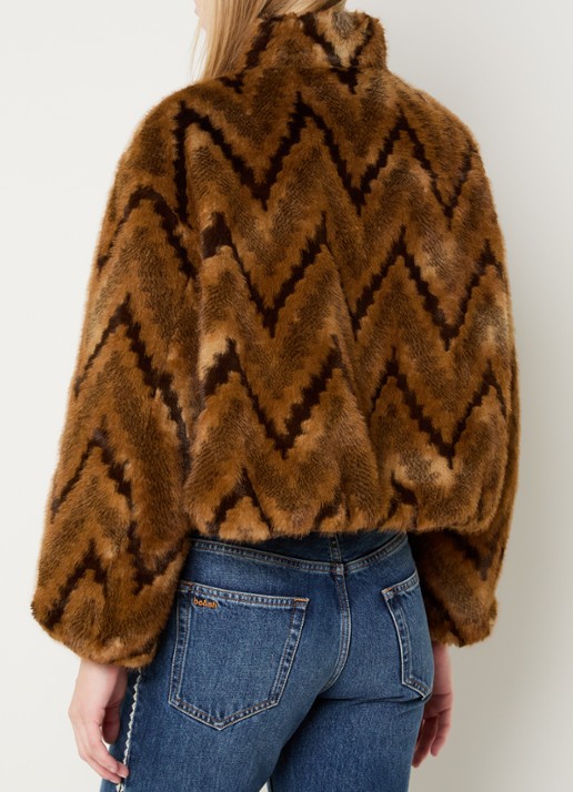 ba&sh Serge reversible jack met details van imitatiebont - achterkant camel