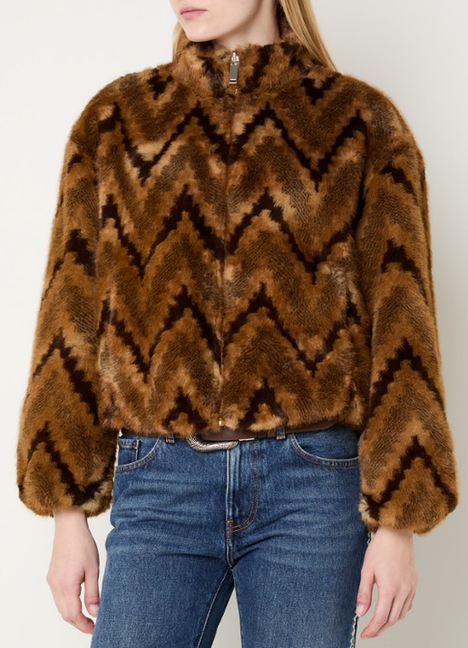 ba&sh Serge reversible jack met details van imitatiebont