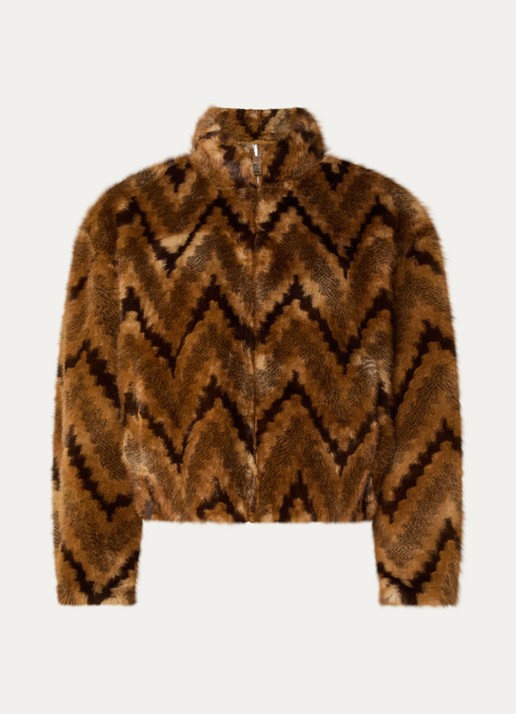 ba&sh Serge reversible jack met details van imitatiebont - voorkant 3 camel