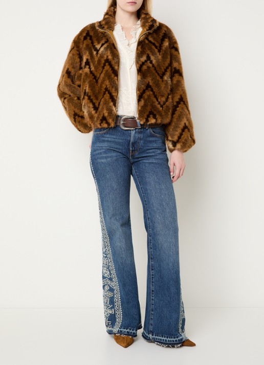 ba&sh Serge reversible jack met details van imitatiebont - voorkant 5 camel