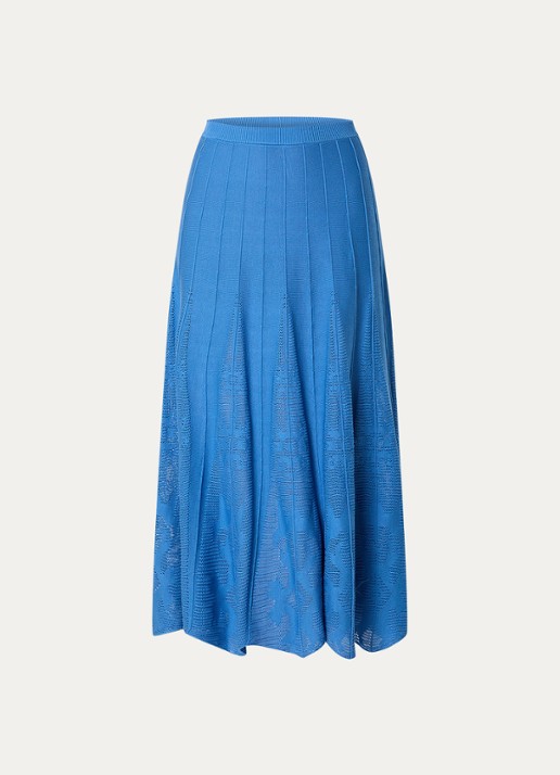 ba&sh Serta grofgebreide midi rok met ingebreid patroon - voorkant 2 blauw
