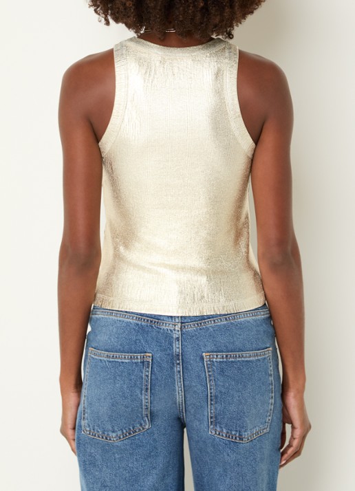 ba&sh Shadey tanktop met metallic finish - achterkant goud