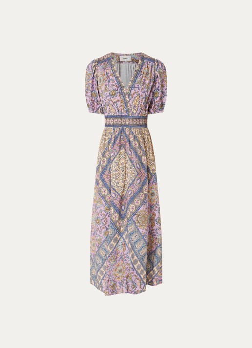ba&sh Sidelie midi jurk met print - voorkant paars