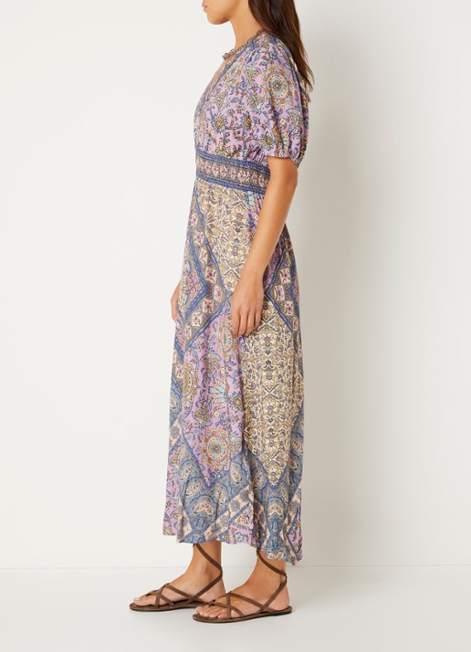 ba&sh Sidelie midi jurk met print - voorkant 2 paars