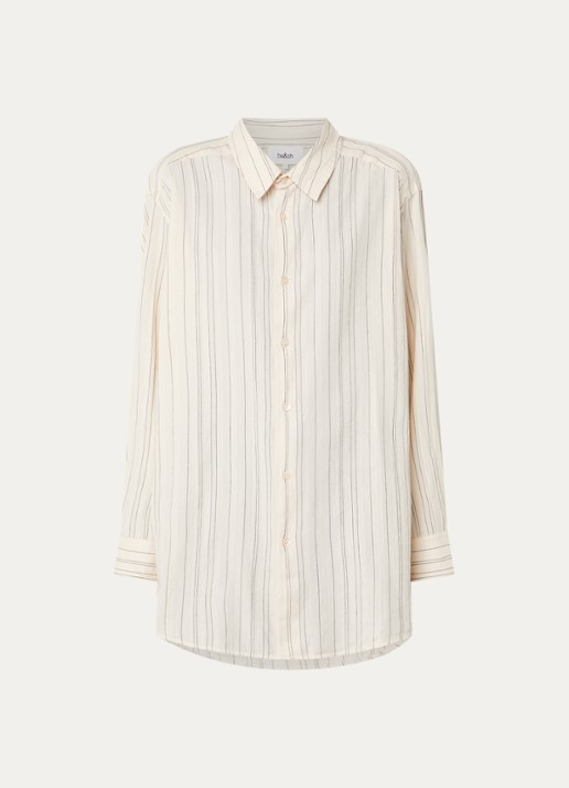ba&sh Sisa blouse met streepprint - voorkant 3 gebroken wit