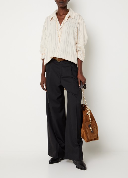 ba&sh Sisa blouse met streepprint - voorkant 4 gebroken wit