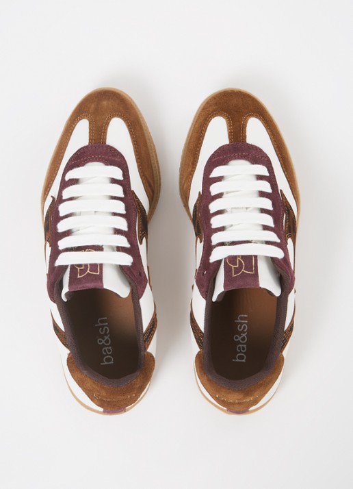 ba&sh Sneaker van leer met suède details - detail 3 bruin