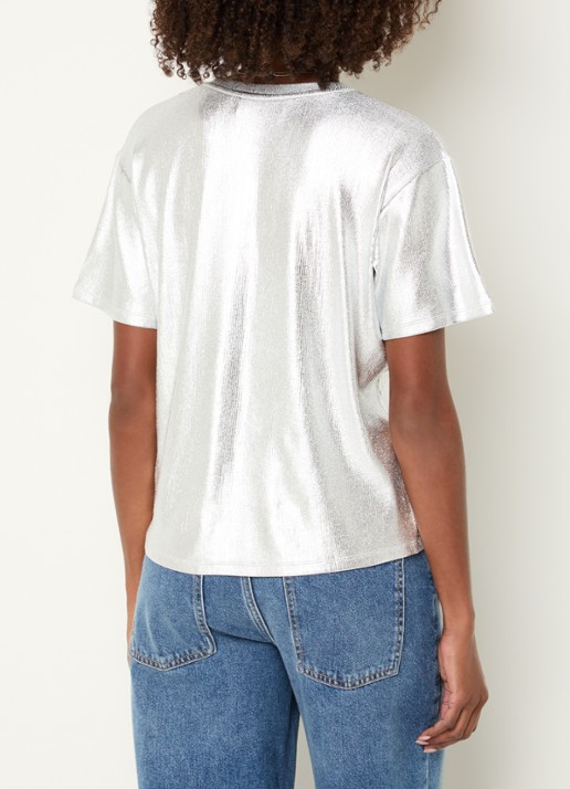 ba&sh Sony T-shirt met metallic finish  - achterkant 3 zilver