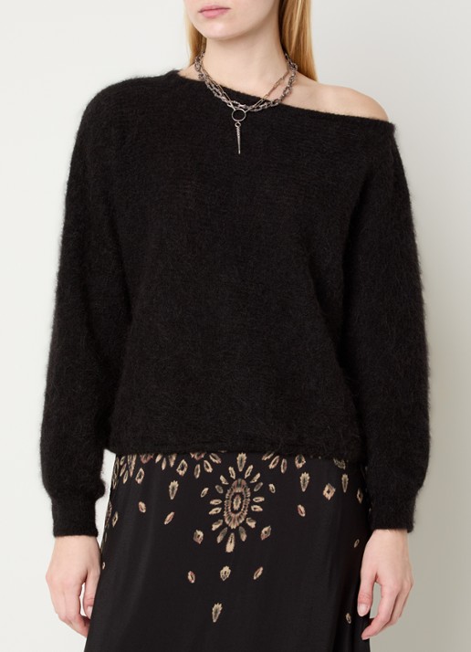 ba&sh Suela grofgebreide pullover in alpaca wolblend met asymmetrische hals