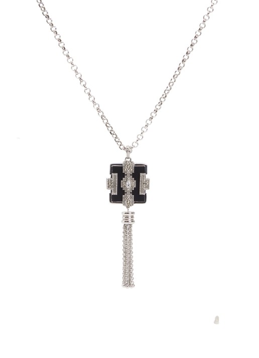 ba&sh Suzanne ketting met kristal - voorkant 3 zilver