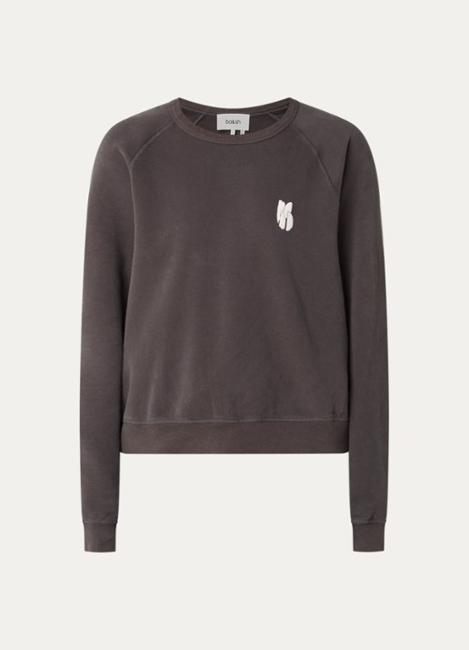 ba&sh Swing sweater met front- en backprint - voorkant antraciet