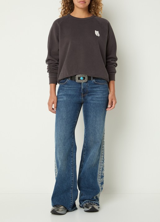 ba&sh Swing sweater met front- en backprint - voorkant 2 antraciet