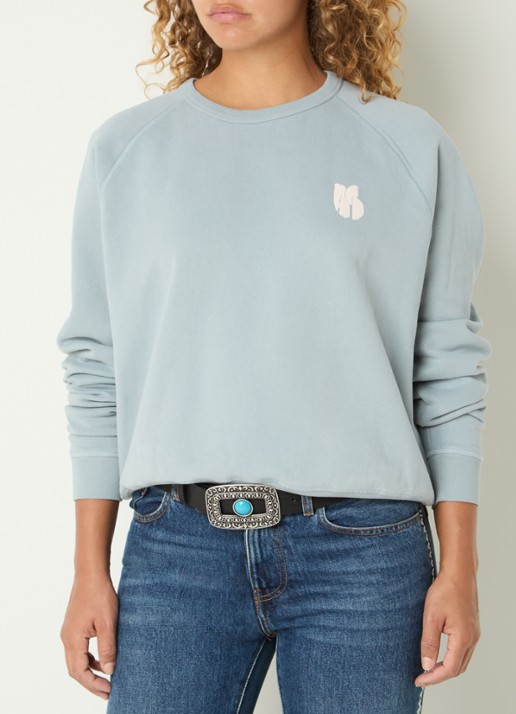 ba&sh Swing sweater met front- en backprint - achterkant 2 lichtblauw