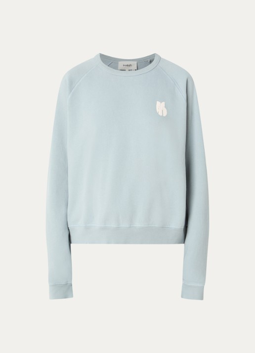 ba&sh Swing sweater met front- en backprint - voorkant 3 lichtblauw