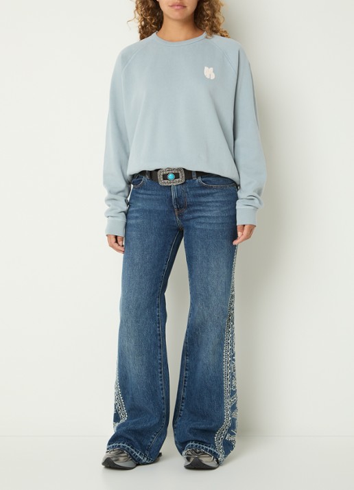 ba&sh Swing sweater met front- en backprint - voorkant 4 lichtblauw
