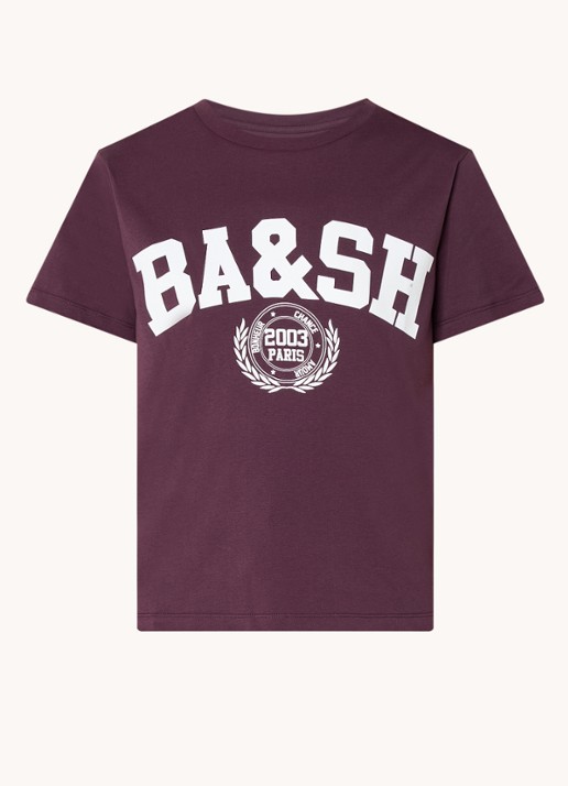 ba&sh T-shirt met logoprint - voorkant aubergine