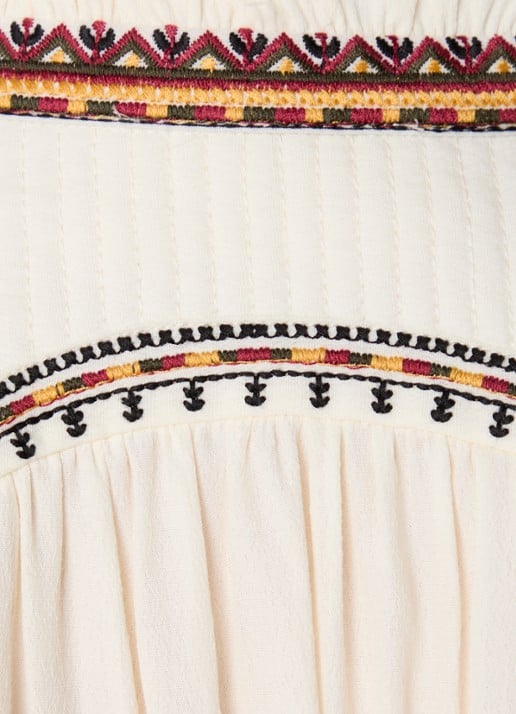 ba&sh Talsie tuniek met borduring en ruches - detail 4 gebroken wit
