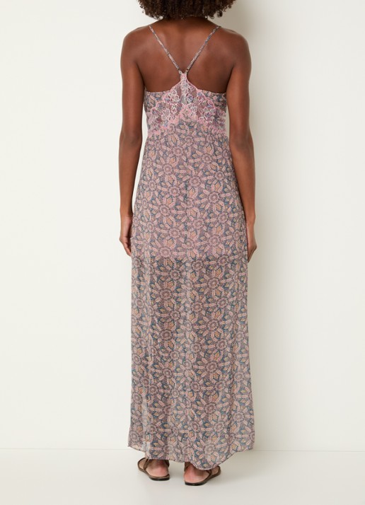 ba&sh Tama semi-transparante maxi jurk met details van kant  - achterkant blauw