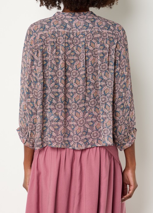 ba&sh Tazio blouse met print - achterkant 4 aubergine