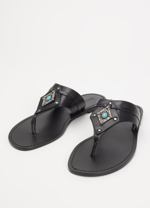 ba&sh Tcor slipper van leer - detail 2 zwart