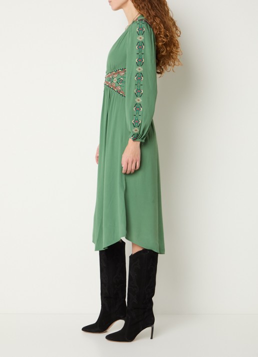 ba&sh Tina blousejurk met borduring - voorkant 3 groen