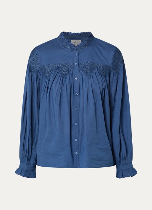 ba&sh Tonia blouse met opstaande kraag - voorkant 2 indigo