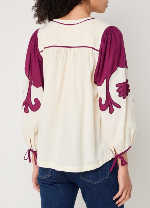ba&sh Tupa tuniek met borduring - achterkant 4 creme