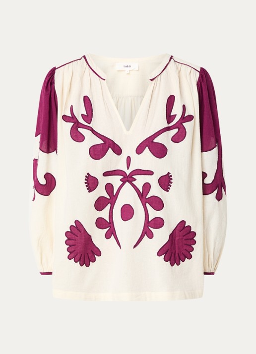 ba&sh Tupa tuniek met borduring - voorkant creme
